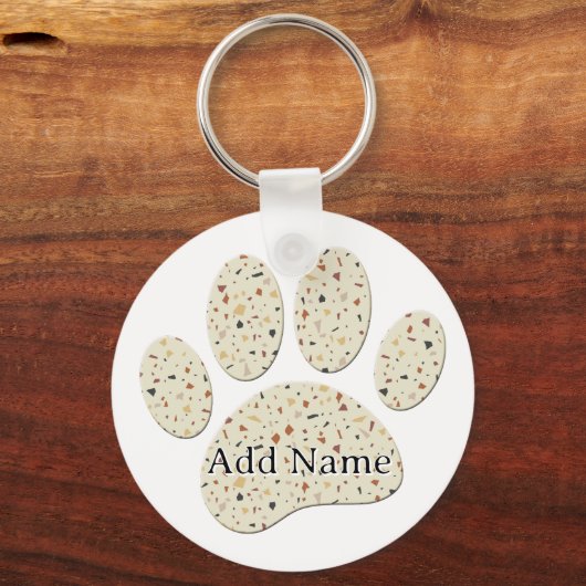 Terrazzo Hond Pawprint Patroon Kunst Sleutelhanger (Achterkant)