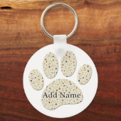 Terrazzo Hond Pawprint Patroon Kunst Sleutelhanger (Voorkant)