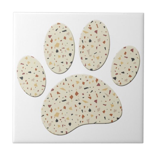 Terrazzo Hond Pawprint Patroon Kunst Tegeltje (Voorkant)
