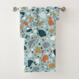 Terrazzo in blauw bad handdoek