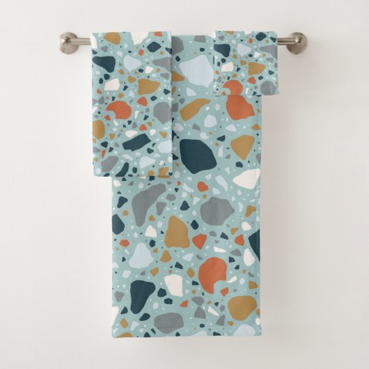 Terrazzo in blauw bad handdoek (Insitu)