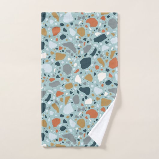 Terrazzo in blauw bad handdoek (Handdoek)