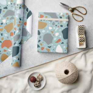 Terrazzo in blauw cadeaupapier