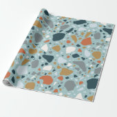 Terrazzo in blauw cadeaupapier (Uitgerold)