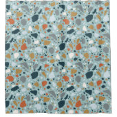 Terrazzo in blauw douchegordijn (Voorkant)