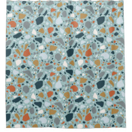 Terrazzo in blauw douchegordijn