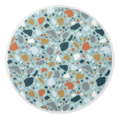 Terrazzo in blauw keramische knop (Voorkant)