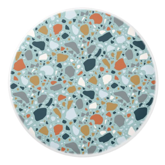 Terrazzo in blauw keramische knop (Voorkant)