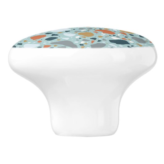 Terrazzo in blauw keramische knop (Zijkant)