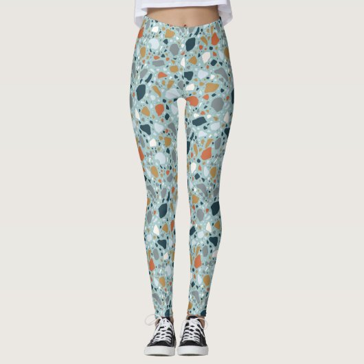 Terrazzo in blauw leggings (Voorkant)