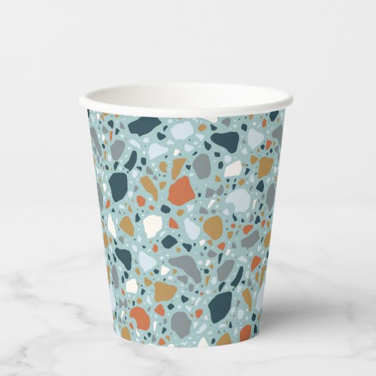 Terrazzo in blauw papieren bekers (Voorkant)