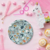 Terrazzo in blauw papieren bordje (Feest)