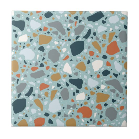 Terrazzo in blauw tegeltje (Voorkant)