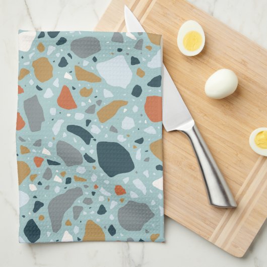 Terrazzo in blauw theedoek (Quarter Fold)