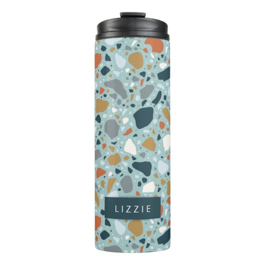 Terrazzo in blauw thermosbeker (Voorkant)