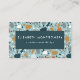 Terrazzo in blauw visitekaartje
