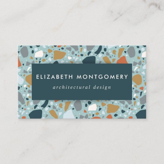Terrazzo in blauw visitekaartje (Voorkant)