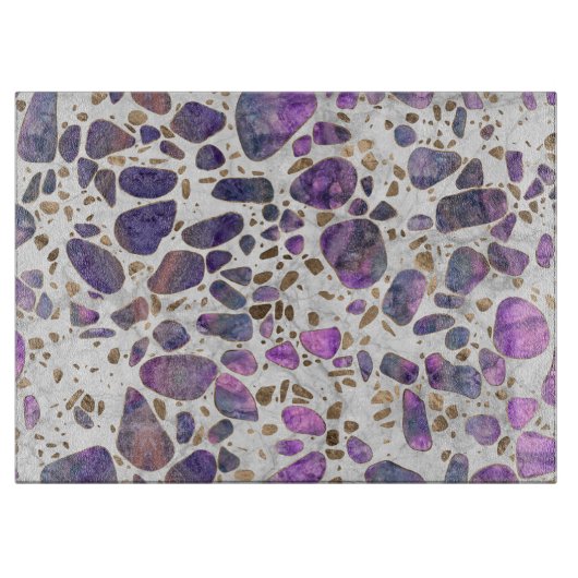 Terrazzo - Labradorite en goud op marmer #1 Snijplank (Voorkant)