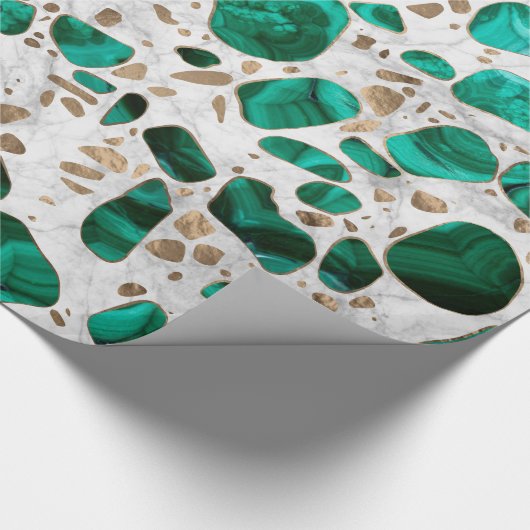 Terrazzo - Malachite en goud op marmer #1 Cadeaupapier (Hoek)