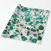 Terrazzo - Malachite en goud op marmer #1 Cadeaupapier (Uitgerold)