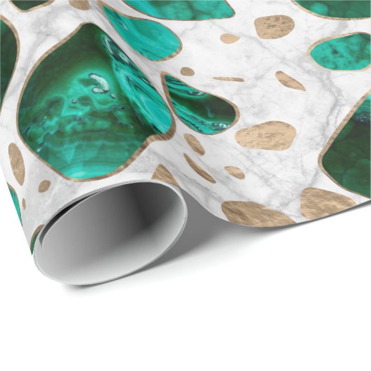 Terrazzo - Malachite en goud op marmer #1 Cadeaupapier (Rol Hoek)