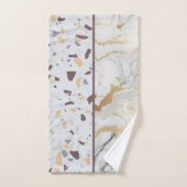 Terrazzo-Marble Pattern met Gold Custom Initialen Bad Handdoek (Handdoek)