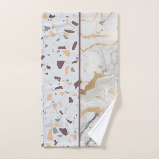 Terrazzo-Marble Pattern met Gold Custom Initialen Bad Handdoek (Handdoek)