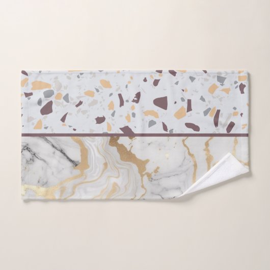Terrazzo-Marble Pattern met Gold Custom Initialen Bad Handdoek (Handdoek)