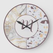 Terrazzo-Marmer Aangepast Initiaal Grote Klok (Voorkant)