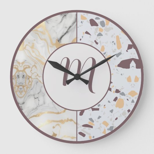 Terrazzo-Marmer Aangepast Initiaal Grote Klok (Voorkant)