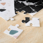 Terrazzo Marmer Pastel Roze Teal Modern Legpuzzel (Zijkant)