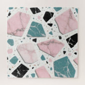 Terrazzo Marmer Pastel Roze Teal Modern Legpuzzel (Horizontaal)
