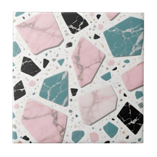 Terrazzo Marmer Pastel Roze Teal Modern Tegeltje
