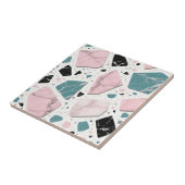 Terrazzo Marmer Pastel Roze Teal Modern Tegeltje (Zijkant)