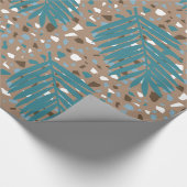 Terrazzo met Palm Leaves, beachy, seback, blauwgro Cadeaupapier (Hoek)