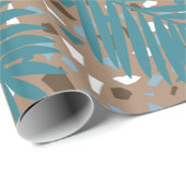Terrazzo met Palm Leaves, beachy, seback, blauwgro Cadeaupapier (Rol Hoek)