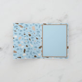 Terrazzo Monogram Blue Tan Brown Day Greeting Kaart (Binnen)