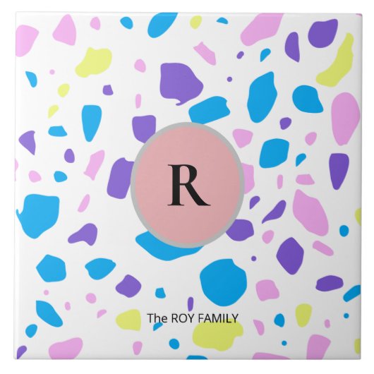TERRAZZO MONOGRAM FAMILIENAAM CUSTOM Keramische Te Tegeltje (Voorkant)