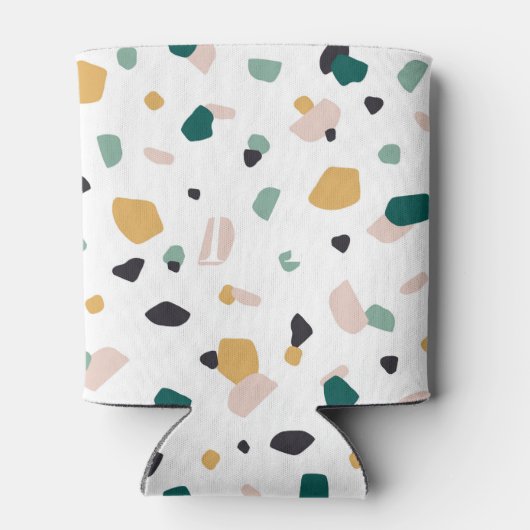 Terrazzo Monogram Green Oranje Pink Black Pattern Blikjeskoeler (Achterkant)