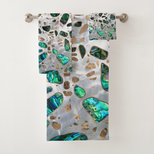 Terrazzo - Mosaic Abalone Pearl en Gold #1 Bad Handdoek (Insitu)
