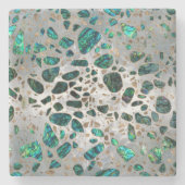 Terrazzo - Mosaic Abalone Pearl en Gold #1 Stenen Onderzetter (Voorkant)
