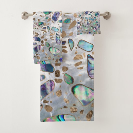 Terrazzo - Mosaic Abalone Pearl en Gold #3 Bad Handdoek (Insitu)