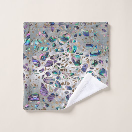 Terrazzo - Mosaic Abalone Pearl en Gold #3 Bad Handdoek (Wasdoekje)