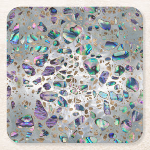 Terrazzo - Mosaic Abalone Pearl en Gold #3 Kartonnen Onderzetters
