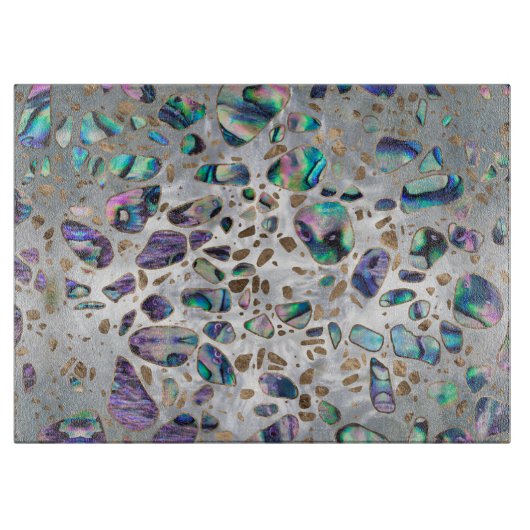 Terrazzo - Mosaic Abalone Pearl en Gold #3 Snijplank (Voorkant)
