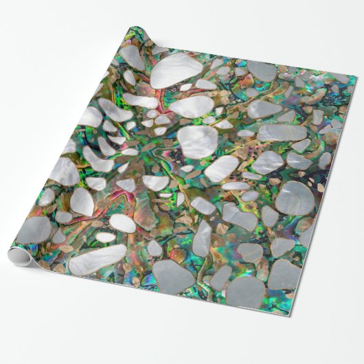 Terrazzo - Mosaic Abalone Pearl en Gold #6 Cadeaupapier (Uitgerold)