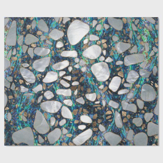Terrazzo - Mosaic Abalone Pearl en Gold #7 Cadeaupapier (Vlak)