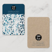 Terrazzo Mosaic Blue 3 Stud Earning Display Card Visitekaartje (Voorkant / Achterkant)
