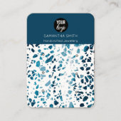 Terrazzo Mosaic Blue 3 Stud Earning Display Card Visitekaartje (Voorkant)