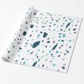 Terrazzo Mosaic Blue Cadeaupapier (Uitgerold)